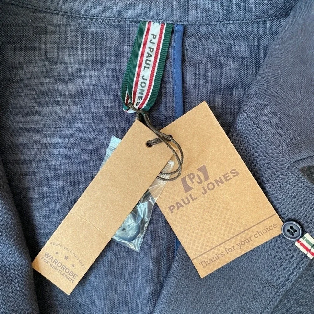Paul Jones PJ Linen Blend Blazer Sport Coat Men 2XL Navy Coastal Preppy Jacket